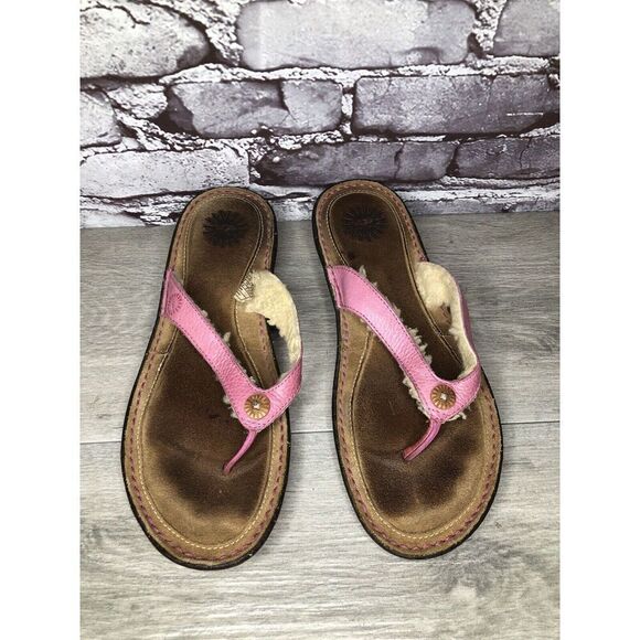 UGG Australia 1791 Hamoa Pink Leather Flip Flop Thong Sandals Women Sz 10M US/41 - Picture 16 of 16